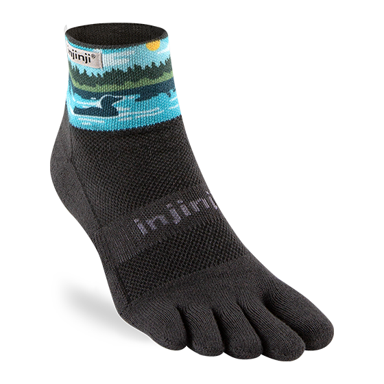 Injinji Artist Designed Men's Trail Mini-Crew Toesocks — Loon