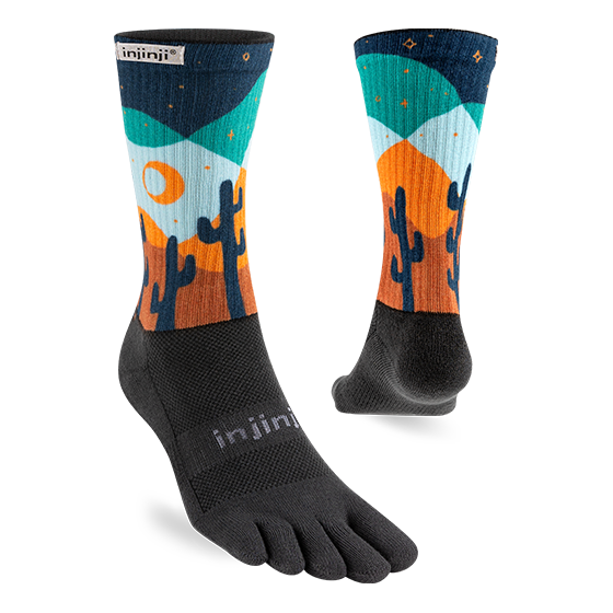 Injinji Artist Designed Men's Trail Midweight Crew Toesocks — Midnight