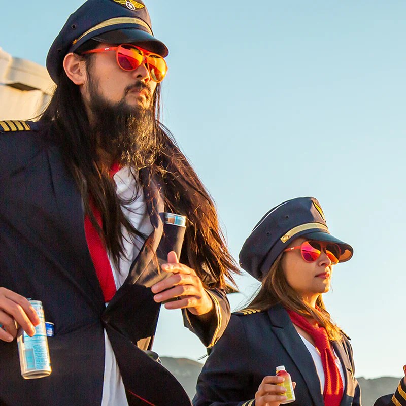 goodr Mach G Captain Blunt's Red Eye sunglasses — lifestyle view