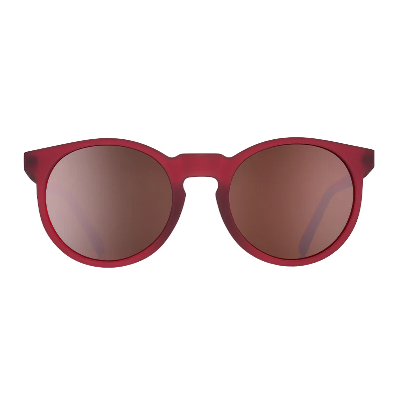 goodr Circle G I'm Wearing Burgundy? sunglasses, burgundy frame with brown lenses — front view