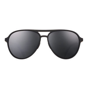 goodr Mach G Operation: Blackout sunglasses, charcoal frame with smoke lenses — front view