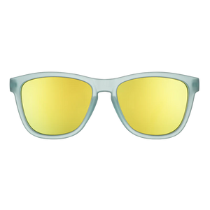 goodr OG Sunbathing With Wizards sunglasses, chrome frame with champagne lenses — front view