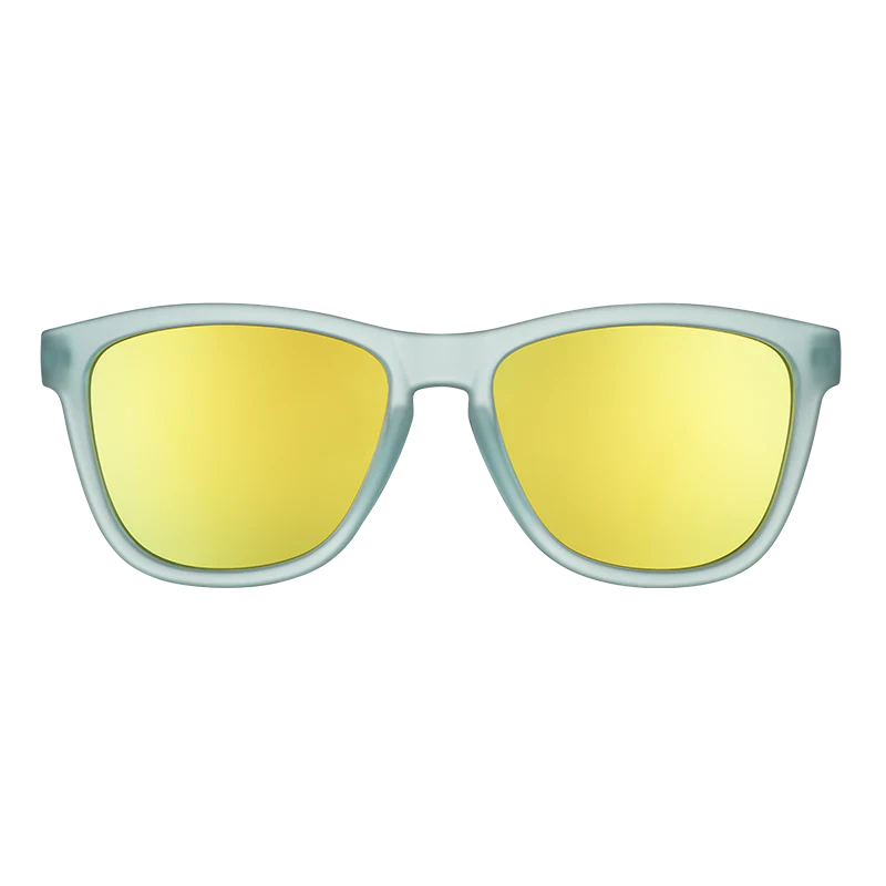 goodr OG Sunbathing With Wizards sunglasses, chrome frame with champagne lenses — front view