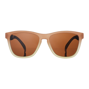 goodr OG Three Parts Tee sunglasses, caramel frame with brown lenses — front view