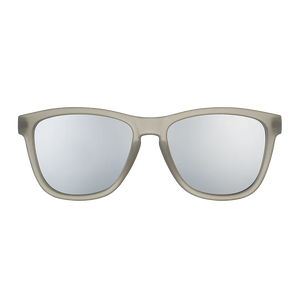 goodr OG Going To Valhalla... Witness! sunglasses, stone frame with mirrored chrome lenses — front view