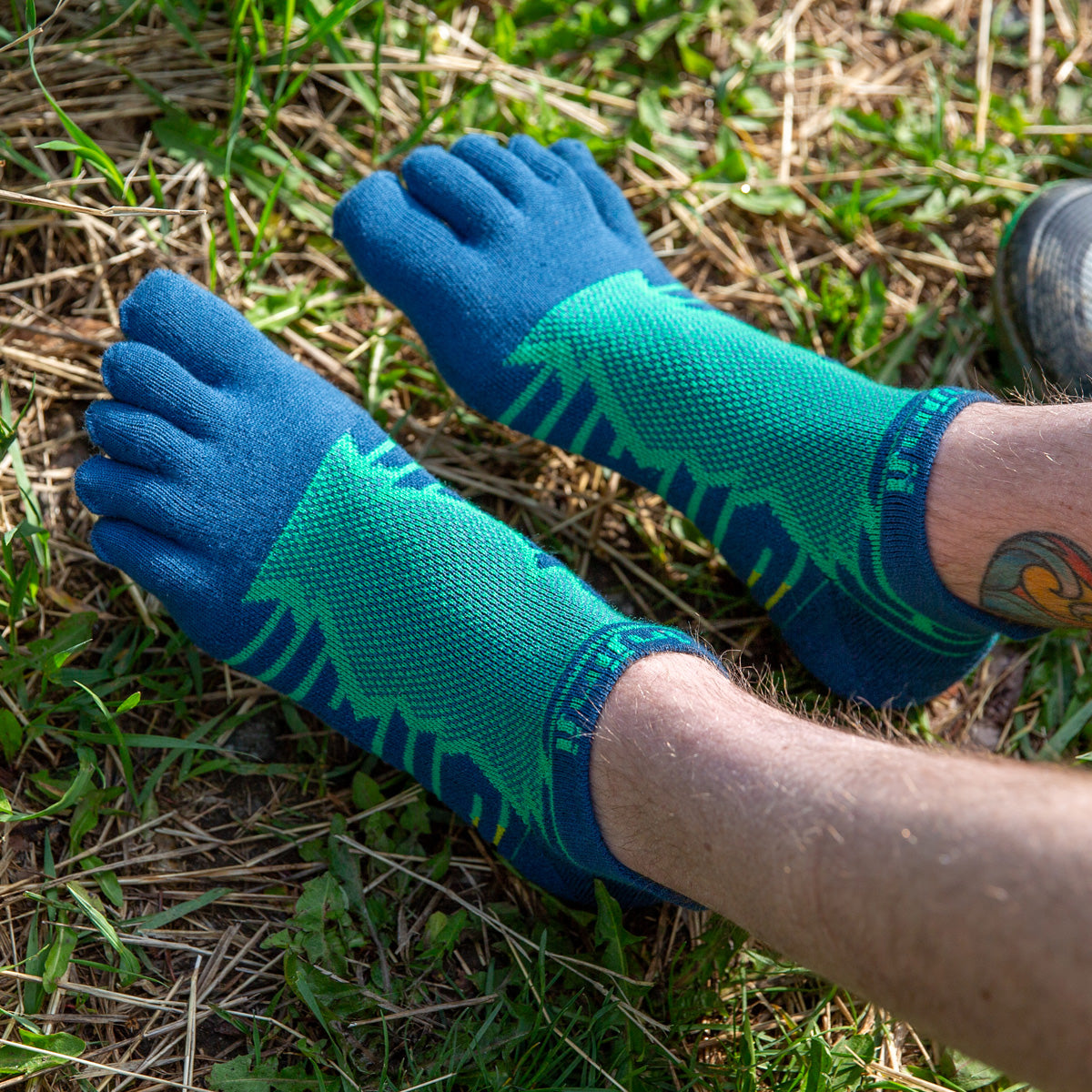 Injinji Ultra Run No Show Running Socks — Poseidon