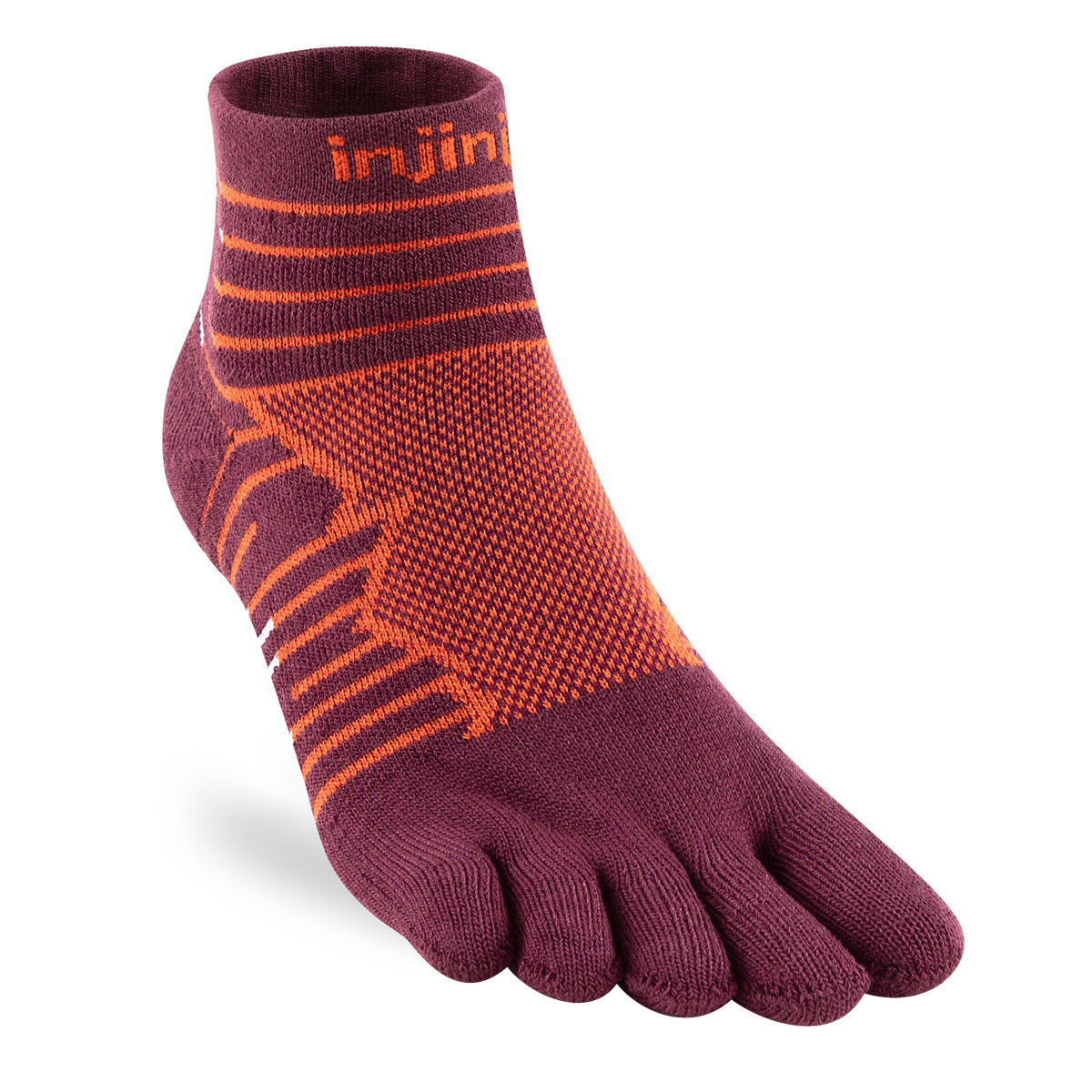 Injinji Ultra Run Mini-Crew Running Socks — Mahogany