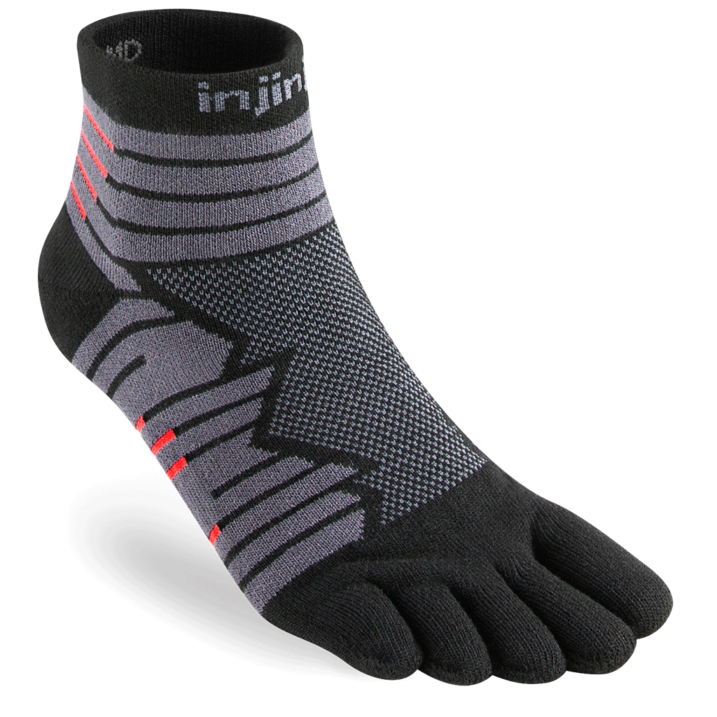 Injinji Ultra Run Mini-Crew Running Socks — Onyx