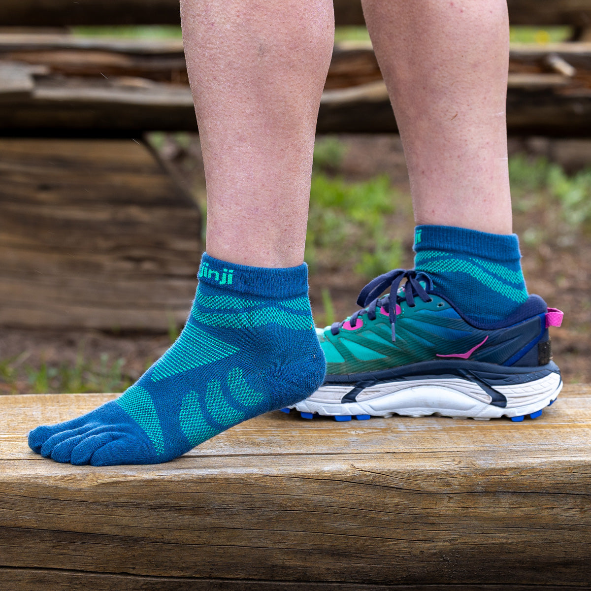 Injinji Womens Specific Ultra Run Mini Crew Running Socks — Poseidon