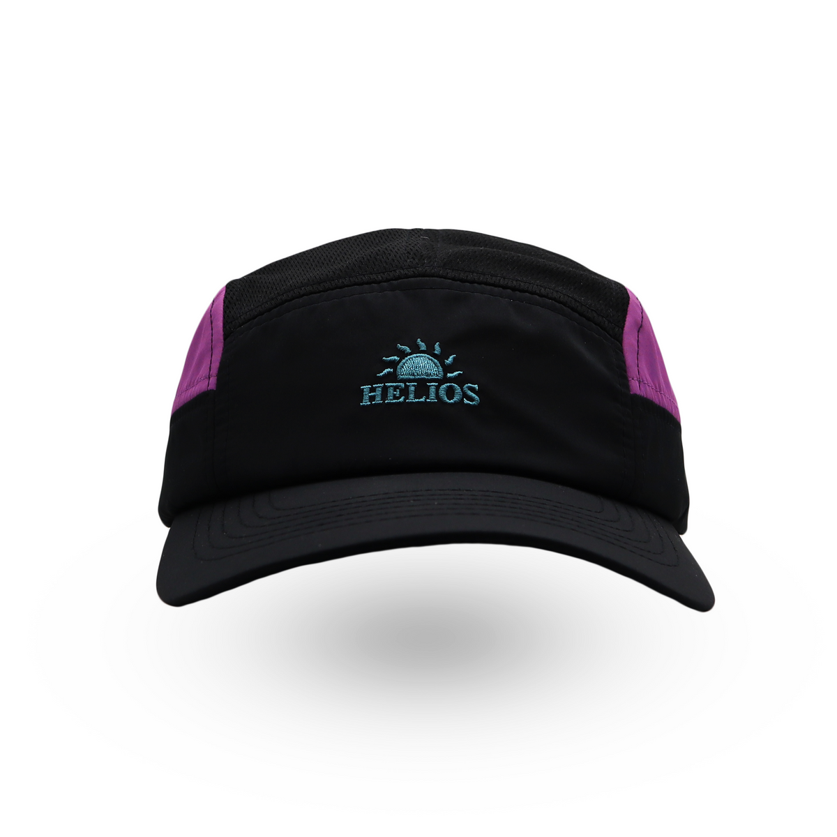 Helios Ultralight 7 Panel Firm Brim Running Cap - Charcoal/Burgundy