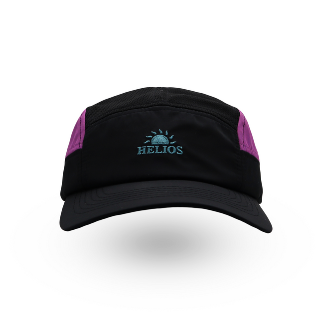 Helios Ultralight 7 Panel Firm Brim Running Cap - Charcoal/Burgundy
