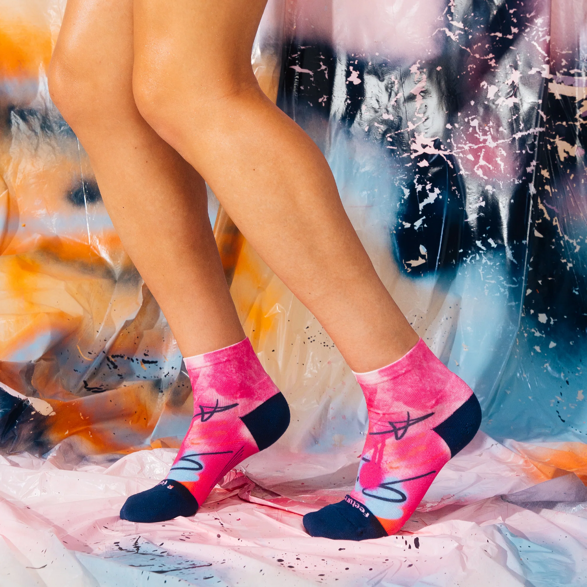 Feetures Elite Light Cushion Quarter Women's Day LE sock in Feminine Grit — lifestyle #Color_Feminine Grit