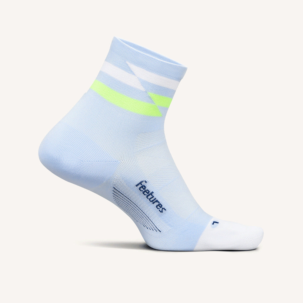Feetures Elite Ultra Light Cushion Quarter sock in Day Track — front view #Colour_Day Track