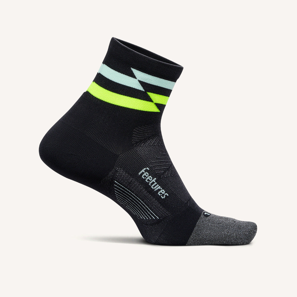 Feetures Elite Ultra Light Cushion Quarter sock in Night Track — front view #Colour_Night Track