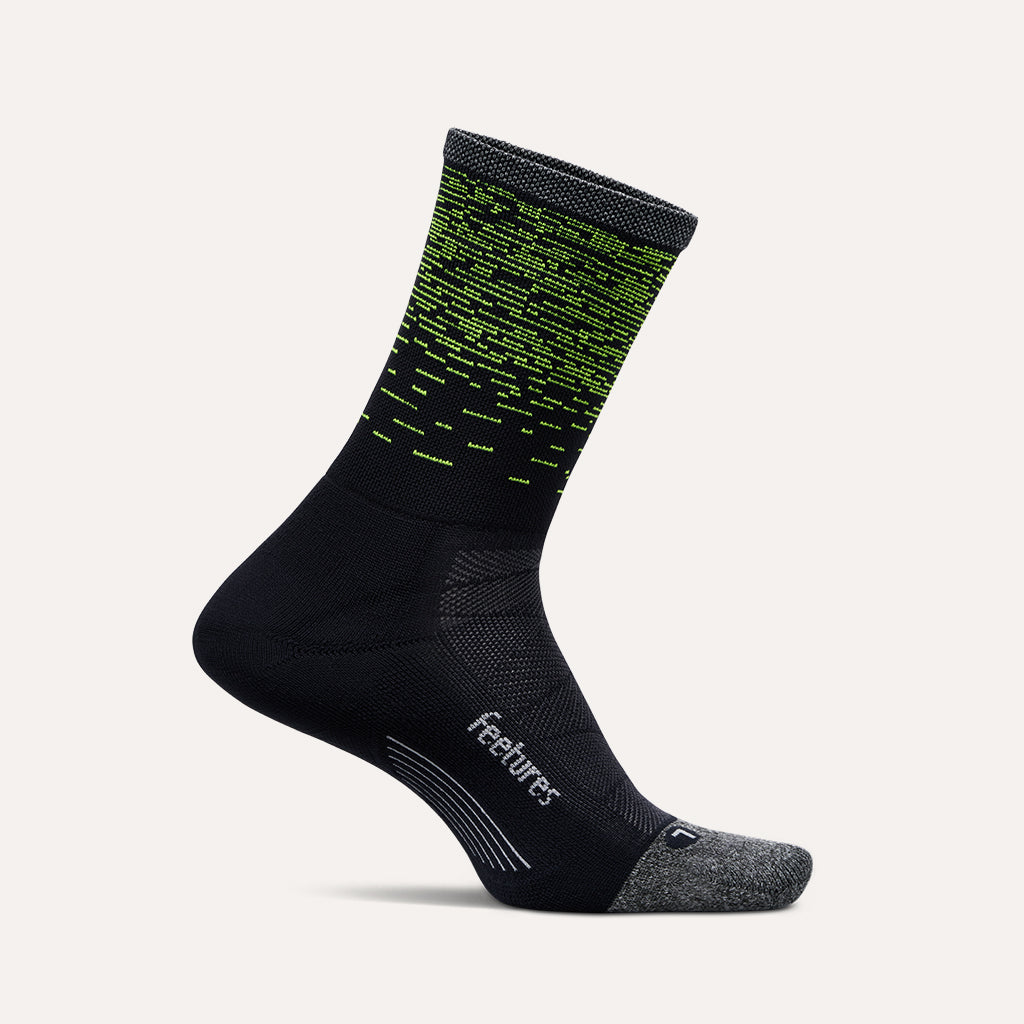 Feetures Elite Light Cushion Reflective Mini Crew sock in Light Wave — front view #Color_Light Wave