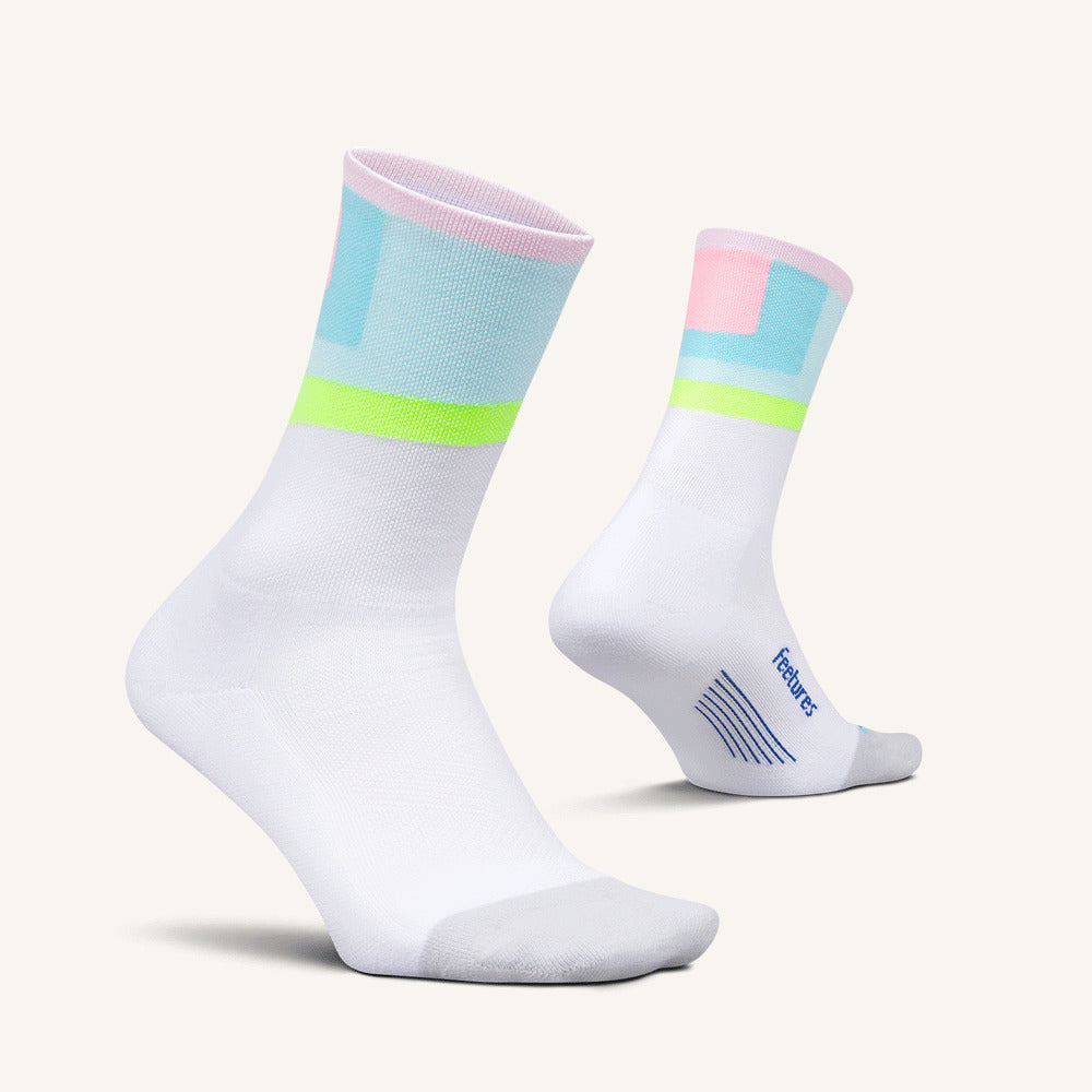 Feetures Elite Light Cushion Mini Crew sock in Candy Court — pair view #Color_Candy Court