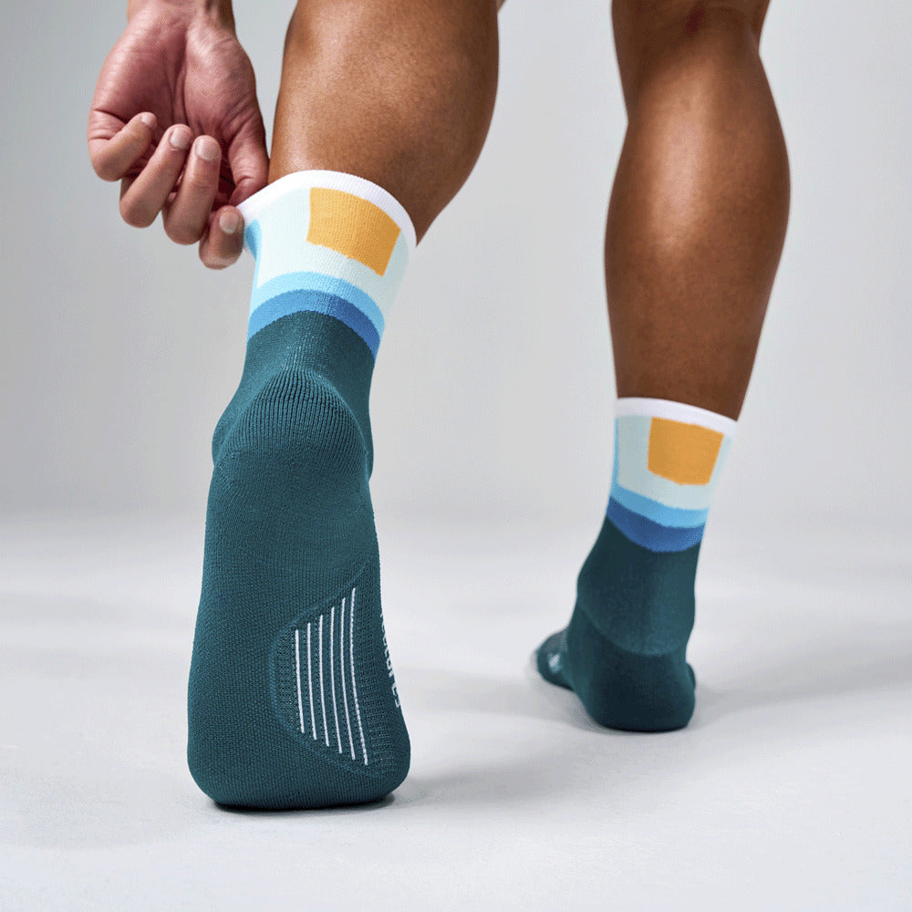 Feetures Elite Light Cushion Mini Crew sock in Breezy Court — lifestyle #Color_Breezy Court