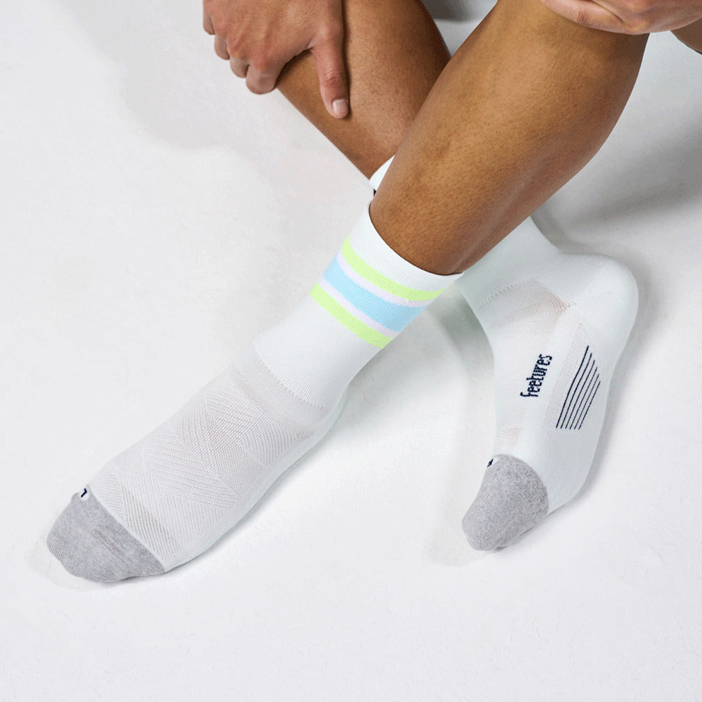 Feetures Elite Light Cushion Mini Crew sock in Mint Bounce — lifestyle #Color_Mint Bounce