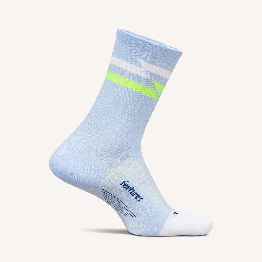 Feetures Elite Ultra Light Cushion Mini Crew sock in Day Track — front view #Colour_Day Track