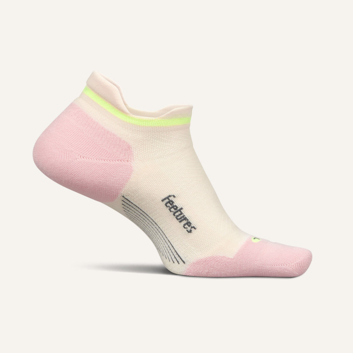 Feetures Elite Max Cushion Tab sock in Sandy Melon — front view #Colour_Sandy Melon