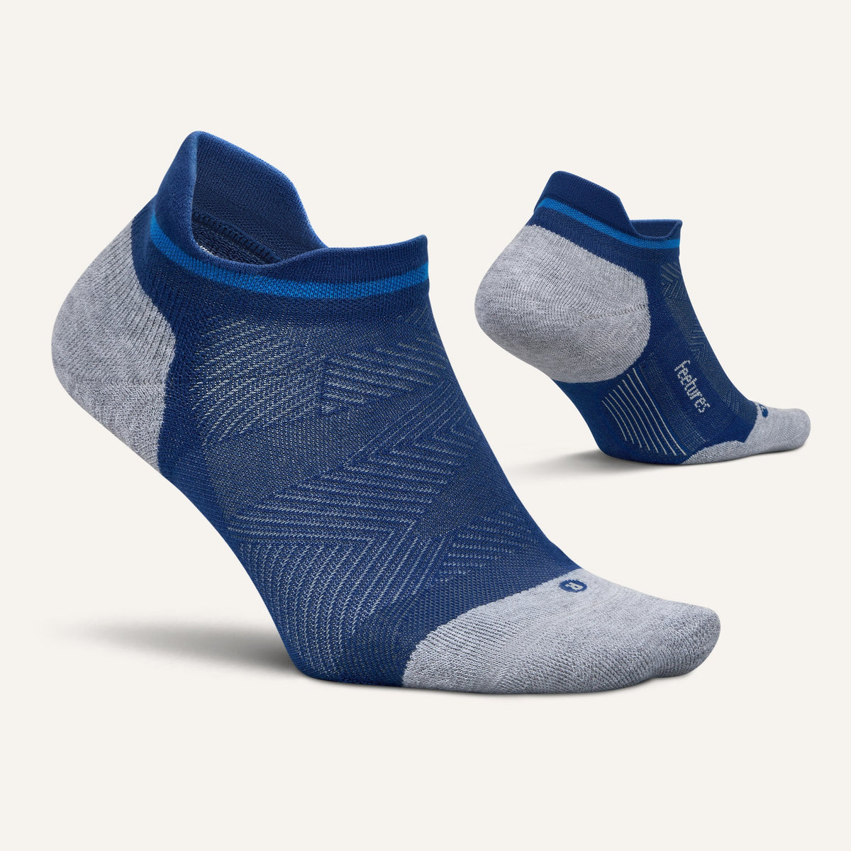 Feetures Elite Max Cushion Tab sock in Navy Mist — pair view #Colour_Navy Mist