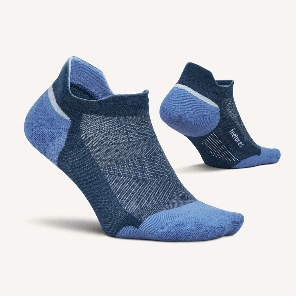 Feetures Elite Max Cushion Tab sock in Blue Wave — pair view #Colour_Blue Wave