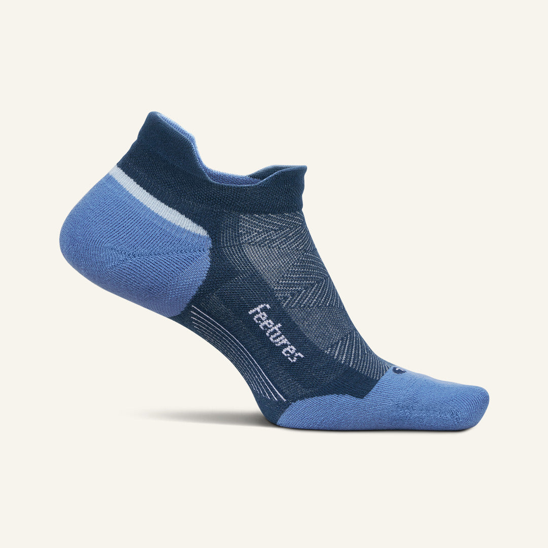 Feetures Elite Max Cushion Tab sock in Blue Wave — front view #Colour_Blue Wave