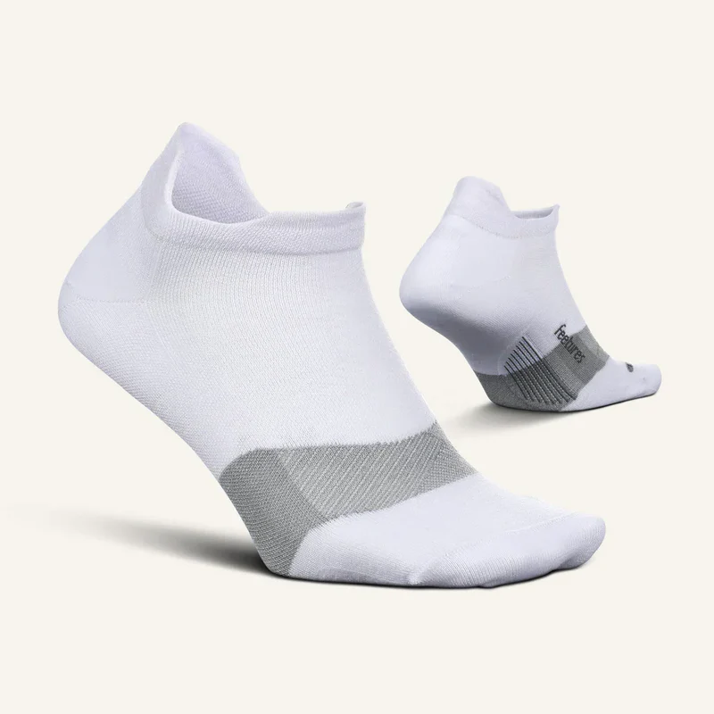 Feetures Merino 10 Max Cushion Tab sock in White — pair view #Colour_White