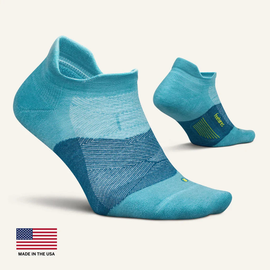 Feetures Merino 10 Max Cushion Tab sock in Tahoe Blue — pair view #Colour_Tahoe Blue