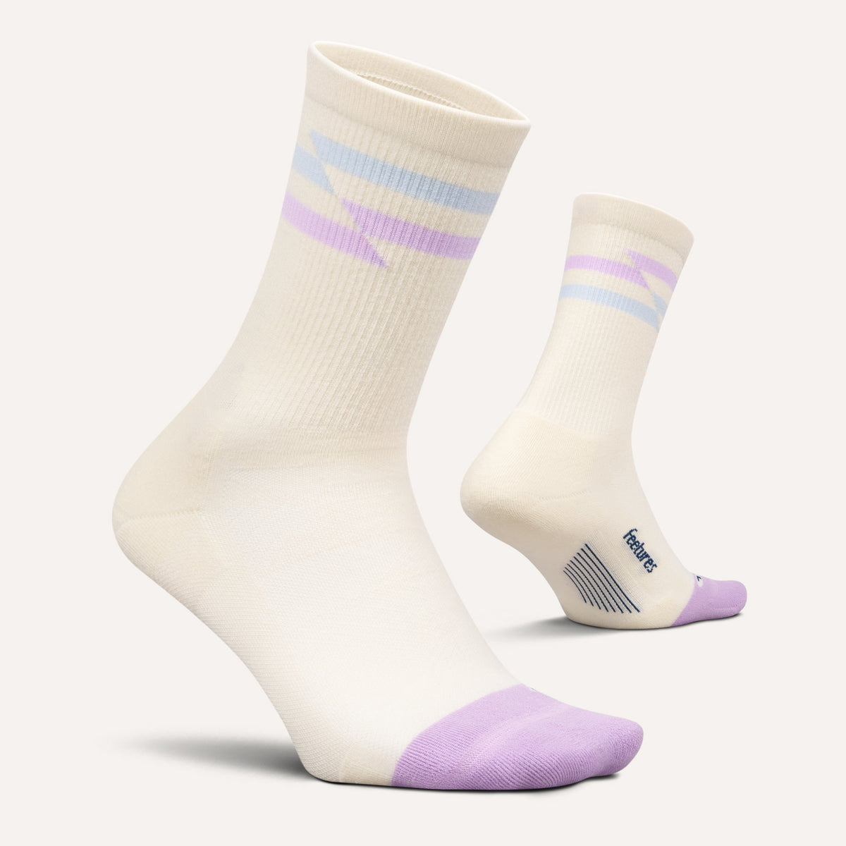 Feetures Elite Max Cushion Mini Crew sock in Soft Track — pair view #Color_Soft Track