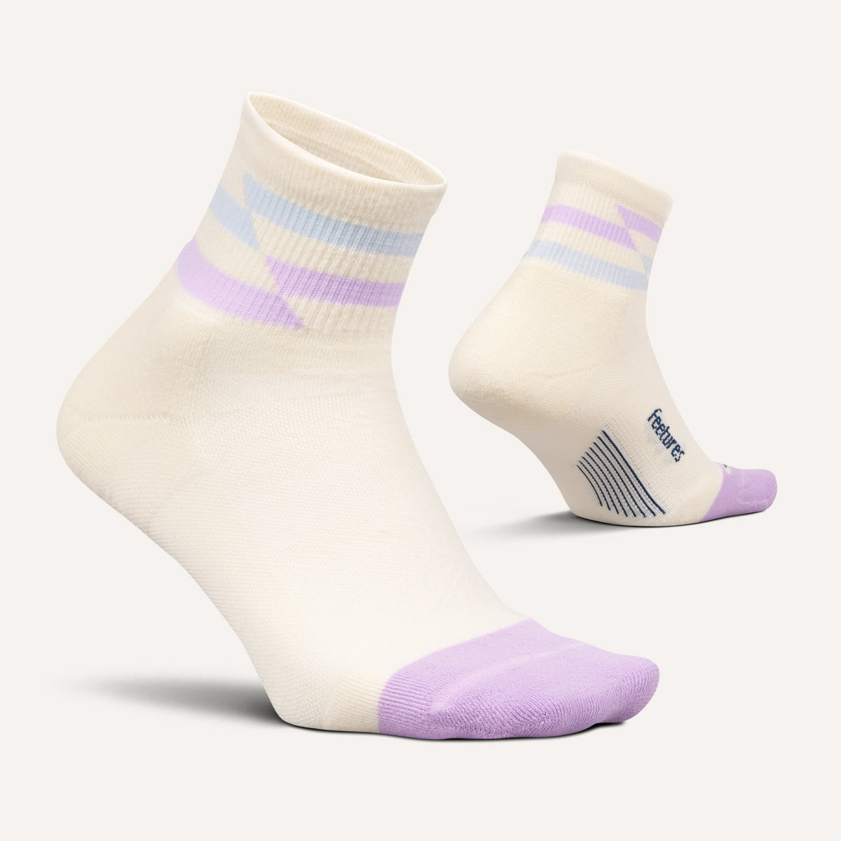 Feetures Elite Max Cushion Quarter sock in Soft Track — pair view #Colour_Soft Track