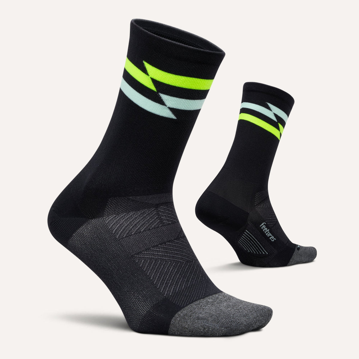 Feetures Elite Ultra Light Cushion Mini Crew sock in Night Track — pair view #Colour_Night Track