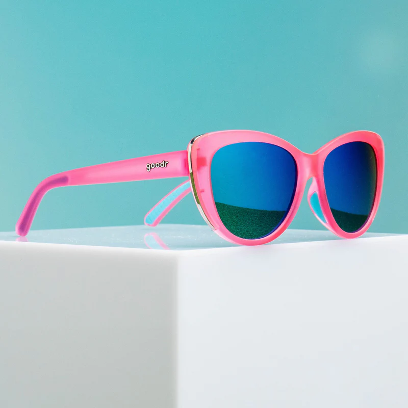 goodr Glam G Flamingo Couture sunglasses — lifestyle view