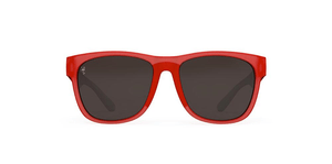 goodr BFG Grip It And Sip It sunglasses, red frame with copper mirrored lenses — front view