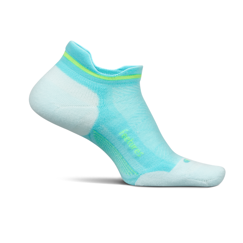 Feetures Elite Max Cushion Tab sock in Aqua Surf — front view #Colour_Aqua Surf
