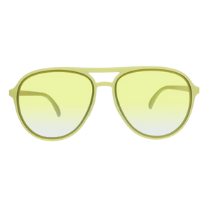 goodr Mach G Margs In First Class sunglasses, lemon-lime frame with cream lenses — front view