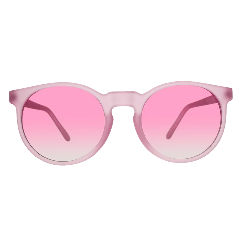 goodr Circle G Mauve Mood Board sunglasses, blush frame with blush gradient lenses — front view