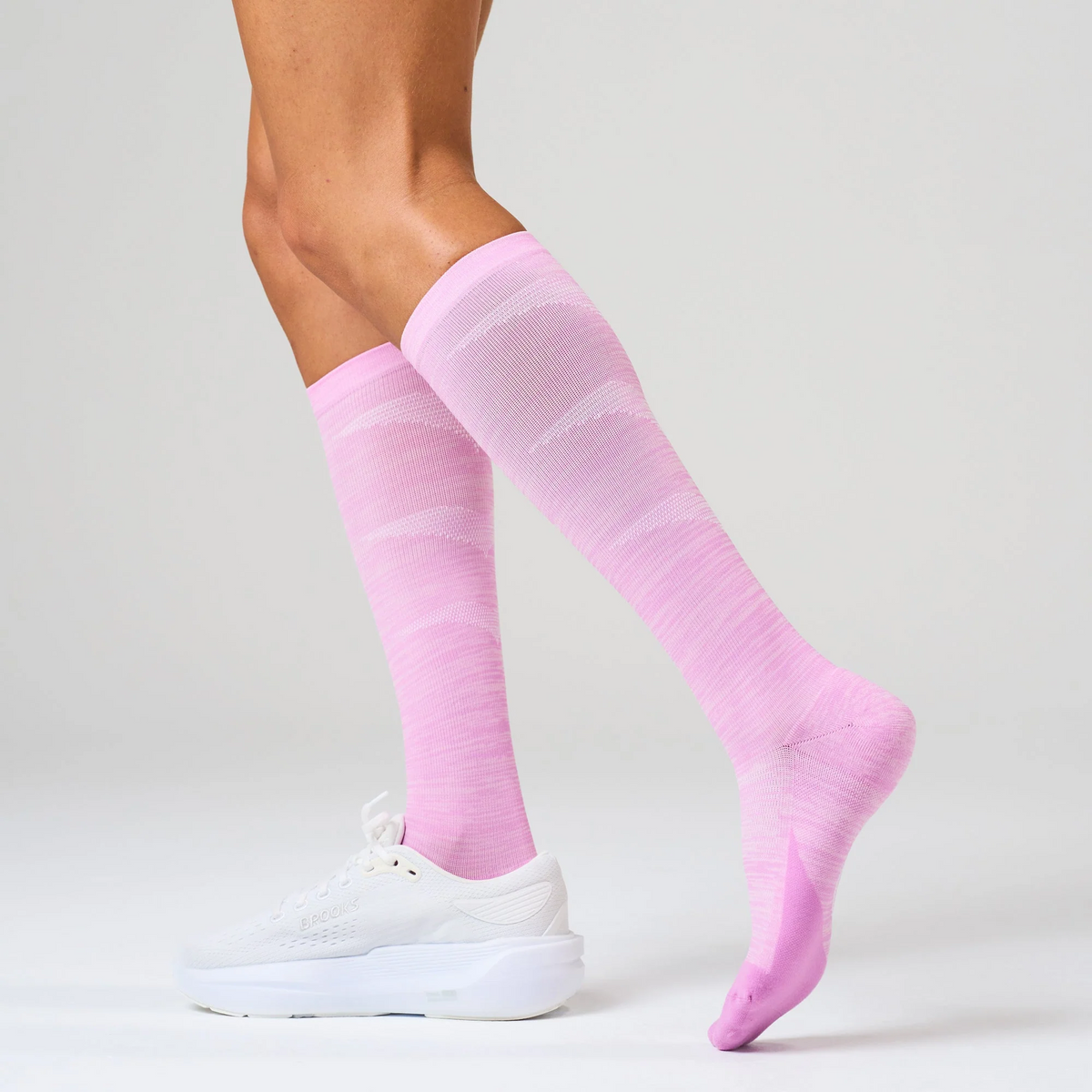 Feetures Graduated Compression Light Cushion Knee High sock in Rose Quartz — lifestyle #Color_Rose Quartz