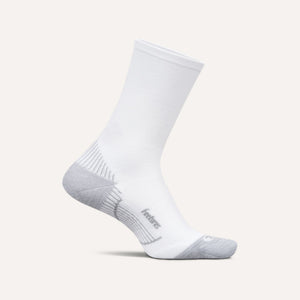 Feetures PF Relief Light Cushion Mini Crew sock in White — front view #Color_White