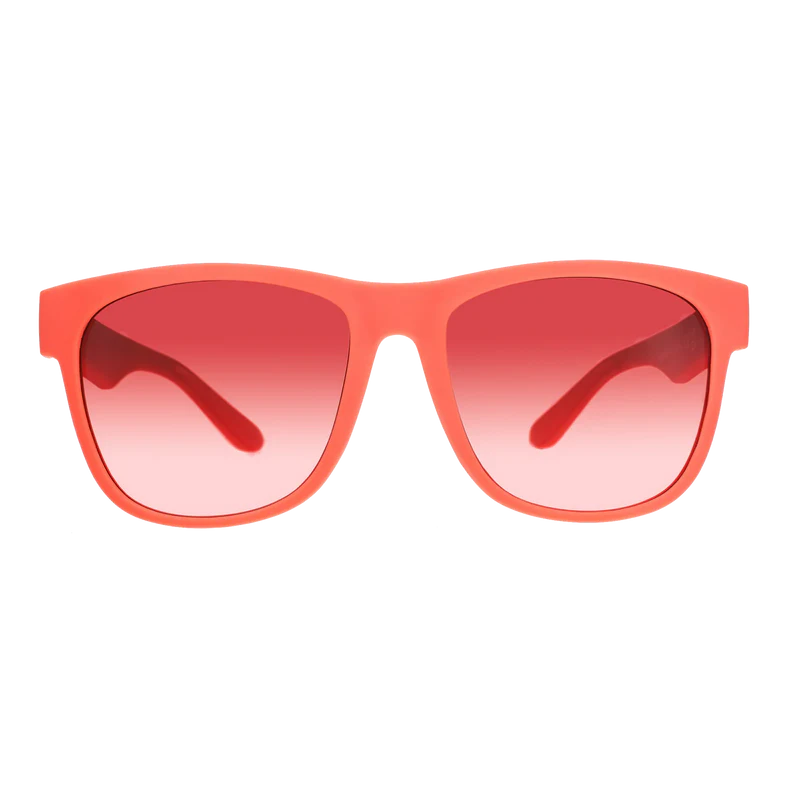 goodr BFG Solar Flare Centaur sunglasses, coral frame with coral gradient mirror lenses — front view
