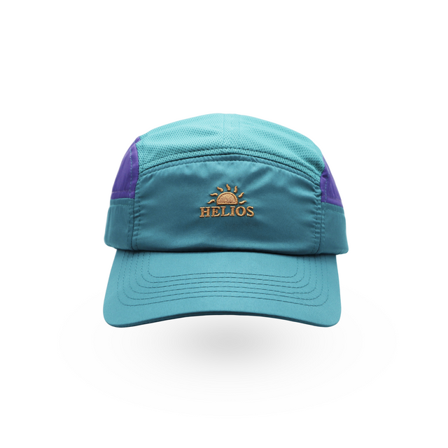 Helios Ultralight 7 Panel Firm Brim Running Cap - Teal/Purple