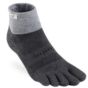 Injinji TRAIL Midweight Mini-Crew Running Socks — Granite