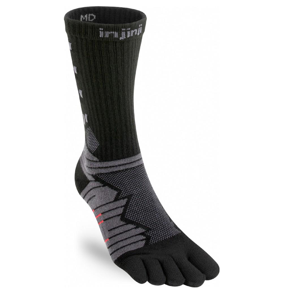 Injinji Ultra Run Crew Running Socks — Obsidian
