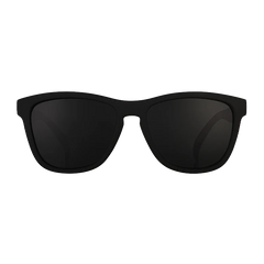 goodr OG A Unicorn's Calamity sunglasses, black frame with black lenses — front view