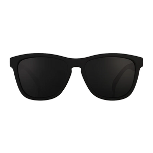 goodr OG A Unicorn's Calamity sunglasses, black frame with black lenses — front view
