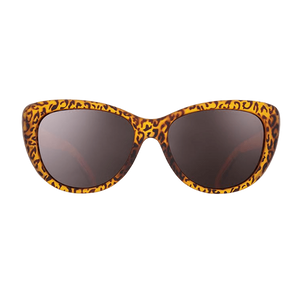 goodr Runway sunglasses, Vegan Friendly Couture, leopard print frame