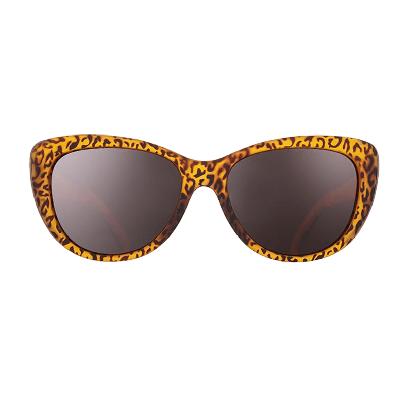goodr Runway sunglasses, Vegan Friendly Couture, leopard print frame