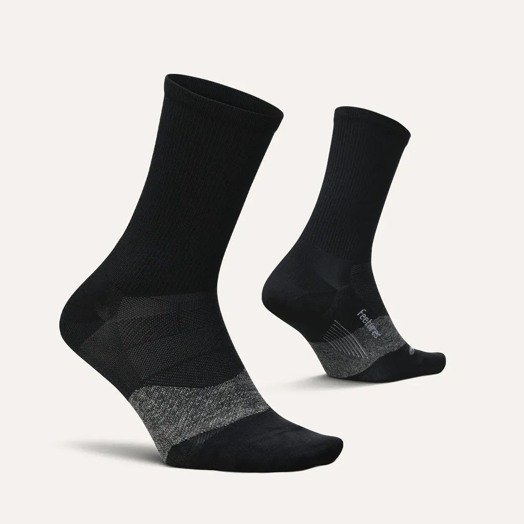 Feetures Elite Ultra Light Cushion Mini Crew sock in Bayside Black — lifestyle #Colour_Bayside Black