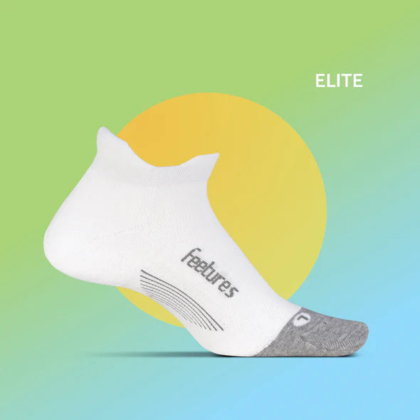 Feetures Elite Ultra Light Cushion Mini Crew sock in White — lifestyle #Colour_White