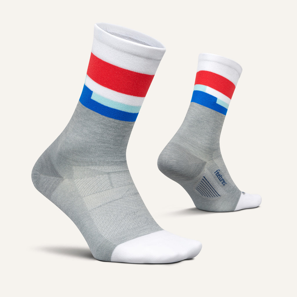 Feetures Elite Ultra Light Cushion Mini Crew sock in Mission Gray — alternate view #Colour_Mission Gray